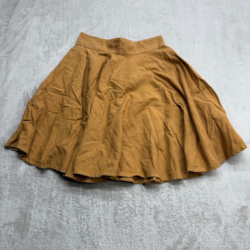 Mata Traders Circle Skirt Womens XS Mustard Yellow Cotton Flared Boho Mini Retro